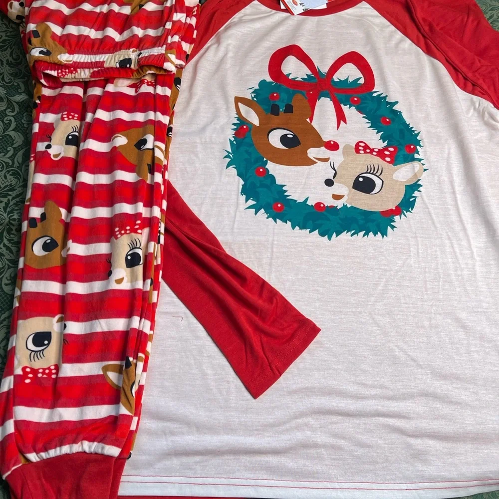 NWT LT Rudolph red nosed reindeer christmas matching family pajamas mens TALL - Picture 8 of 8